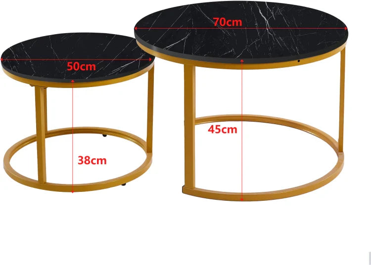 Black Round Nesting Coffee Table Set (2-Piece)