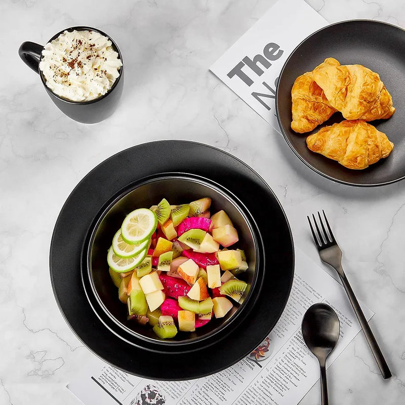 Black Dinnerware Set – 16 Piece