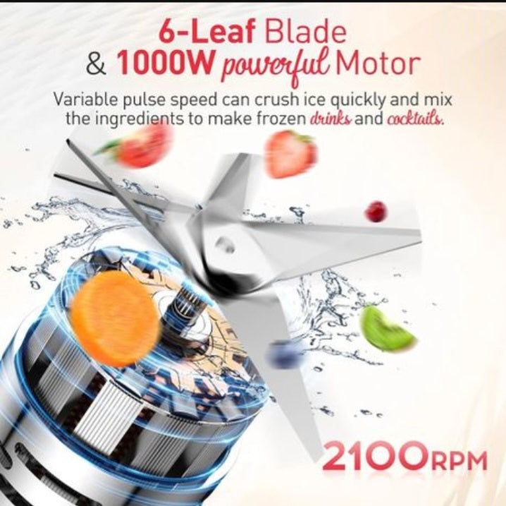 2in1 Portable Juicer & Blender With Glass Jar Ideal For Fruits & Smoothies