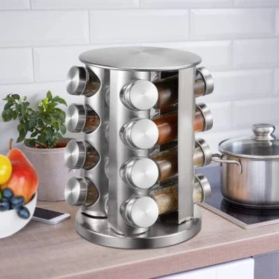 SavorMate 12-Jar Stainless Steel Spice Rack