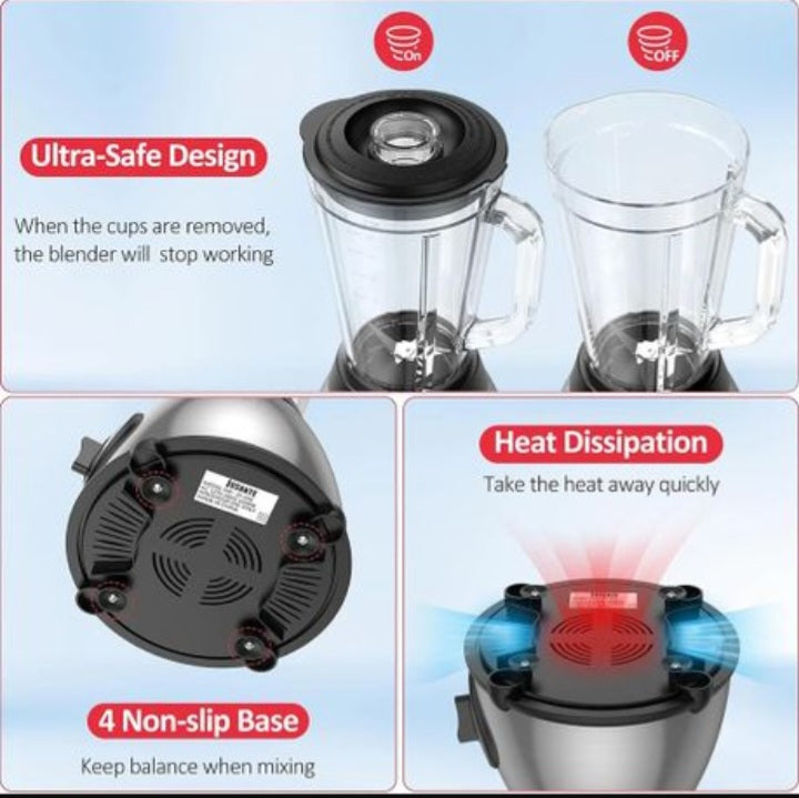 2in1 Portable Juicer & Blender With Glass Jar Ideal For Fruits & Smoothies